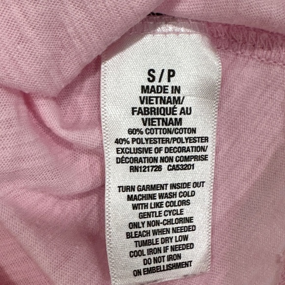 Y2K Aeropostale Logo Tee – Pink with Navy Blue Velvet Lettering – Size Small - Picture 2 of 5